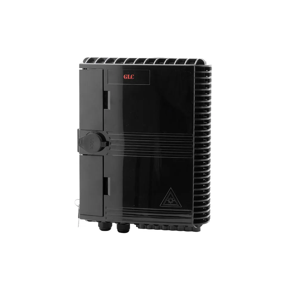 Caja exterior FTTH 2x16 con 1 splitter 1x8, conectores SCAPC y 16 adaptadores SCAPC, agarre reforzado negro