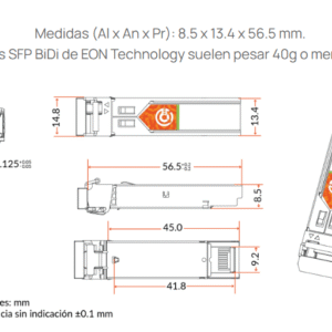 EON Technology Bidirectional SFP Transceiver 1G, Singlemode BX-U, Uplink, reach 40km, 1490nm-TX1550nm-RX, LC Simplex, DDMDOM, MSA, COM, 5yrs warranty.